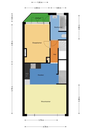 Floorplan - Wallisweg 12B02, 3027 GW Rotterdam